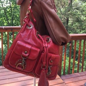Red Reptile Embossed Leather Isabella Fiore Purse